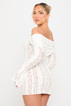 Cream Floral Lace Off Shoulder Mini Dress