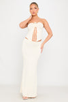 Cream Tie Detail Split Front Top & Maxi Skirt Co-Ord