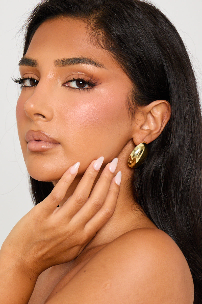 Gold Chunky Oval Earrings