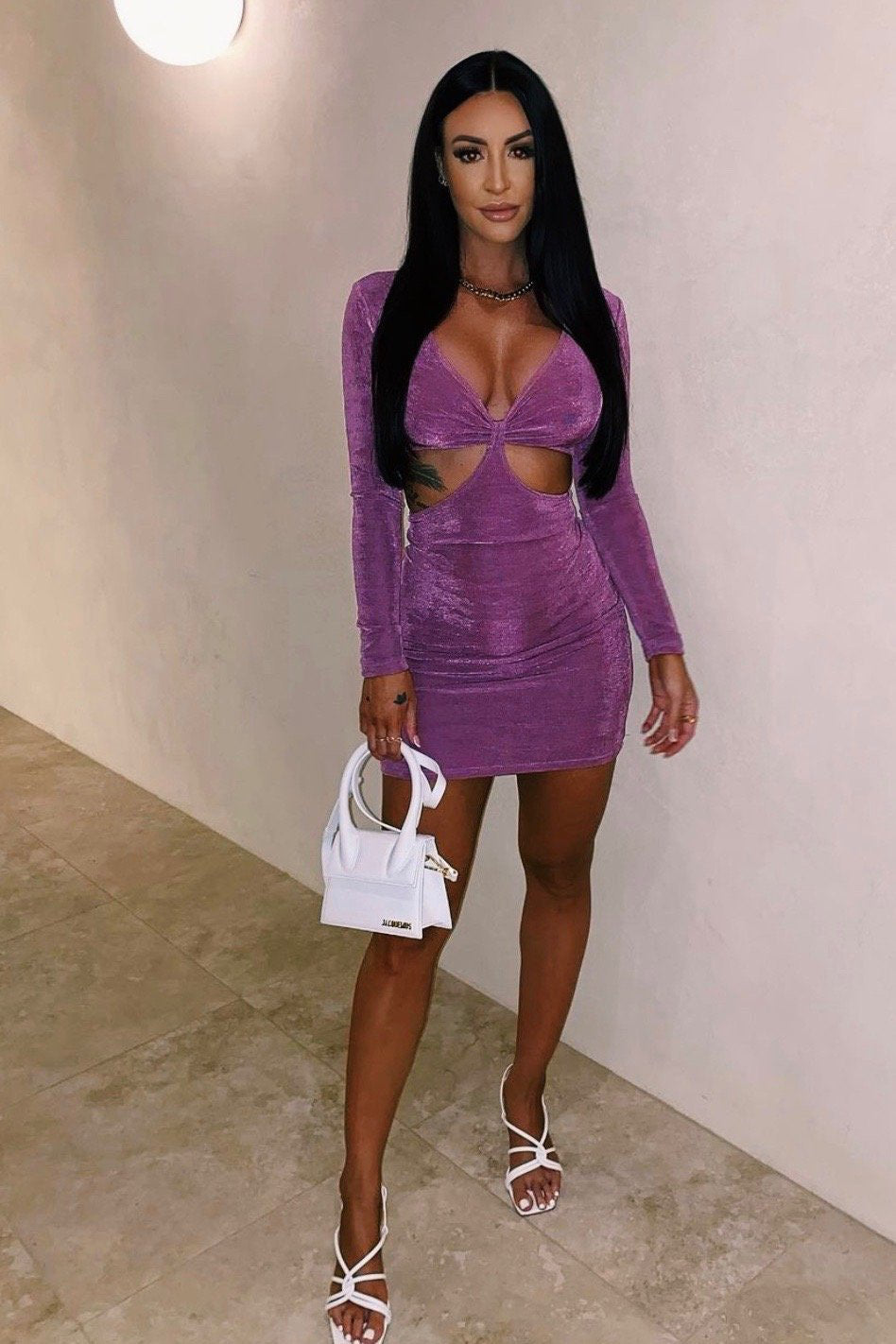 Purple Cut Out Detail Slinky Mini Dress | Nothingbutstyle Purple Cut Out Detail Slinky Mini Dress | Nothingbutstyle