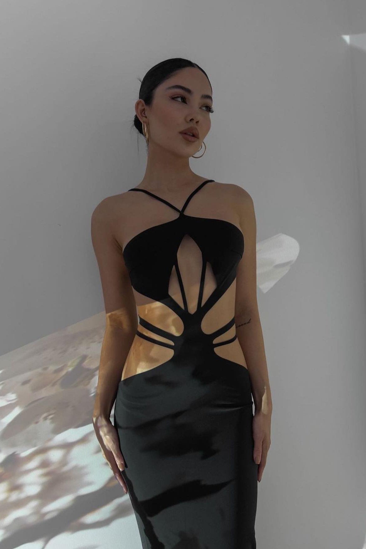 black strappy cut out dress Black Cutout Maxi Dress