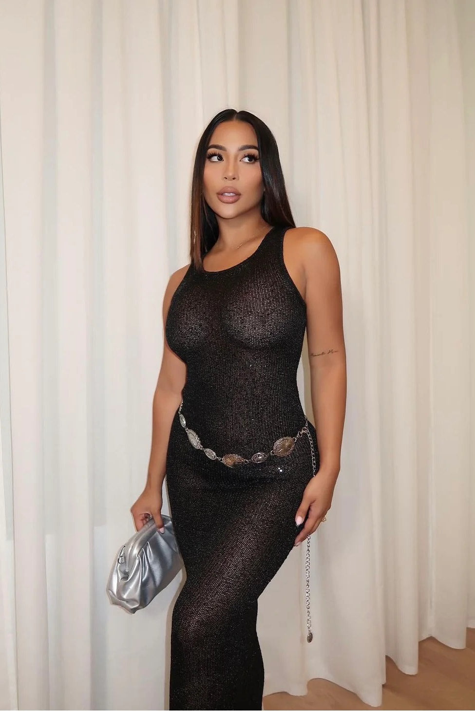 black see through sequin dress Black Sheer Mesh Sequin Fringe Maxi Dress | Womens | XXL (Available in M, L) | 100% Polyester | Lulus