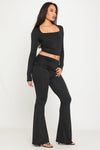 Black Square Neck Crop Top & Fold Over Leggings Co-Ord