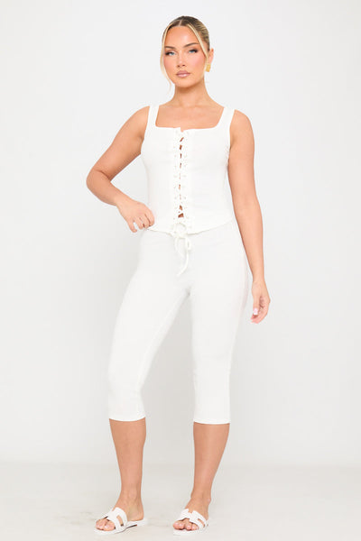 ★Low Tide★ 1st REORDER CHEST TIE TOP WHITE Kohsamui-White-Tie-Front-Frill