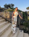 White Crochet Halter Neck Cut Out Maxi Dress
