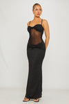 Black Twist Detail Sheer Panel Maxi Dress