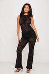 Black Lace Sleeveless Longline Top & Leggings Co-Ord