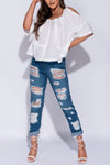 White Cold Shoulder Lace Trim Top