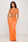 Orange Rope Detail Ruched Top & Maxi Skirt Co-Ord
