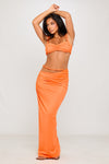 Orange Rope Detail Ruched Top & Maxi Skirt Co-Ord