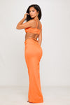 Orange Rope Detail Ruched Top & Maxi Skirt Co-Ord