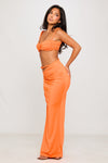 Orange Rope Detail Ruched Top & Maxi Skirt Co-Ord