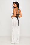 White Sheer Crochet Knit Halter Maxi Dress