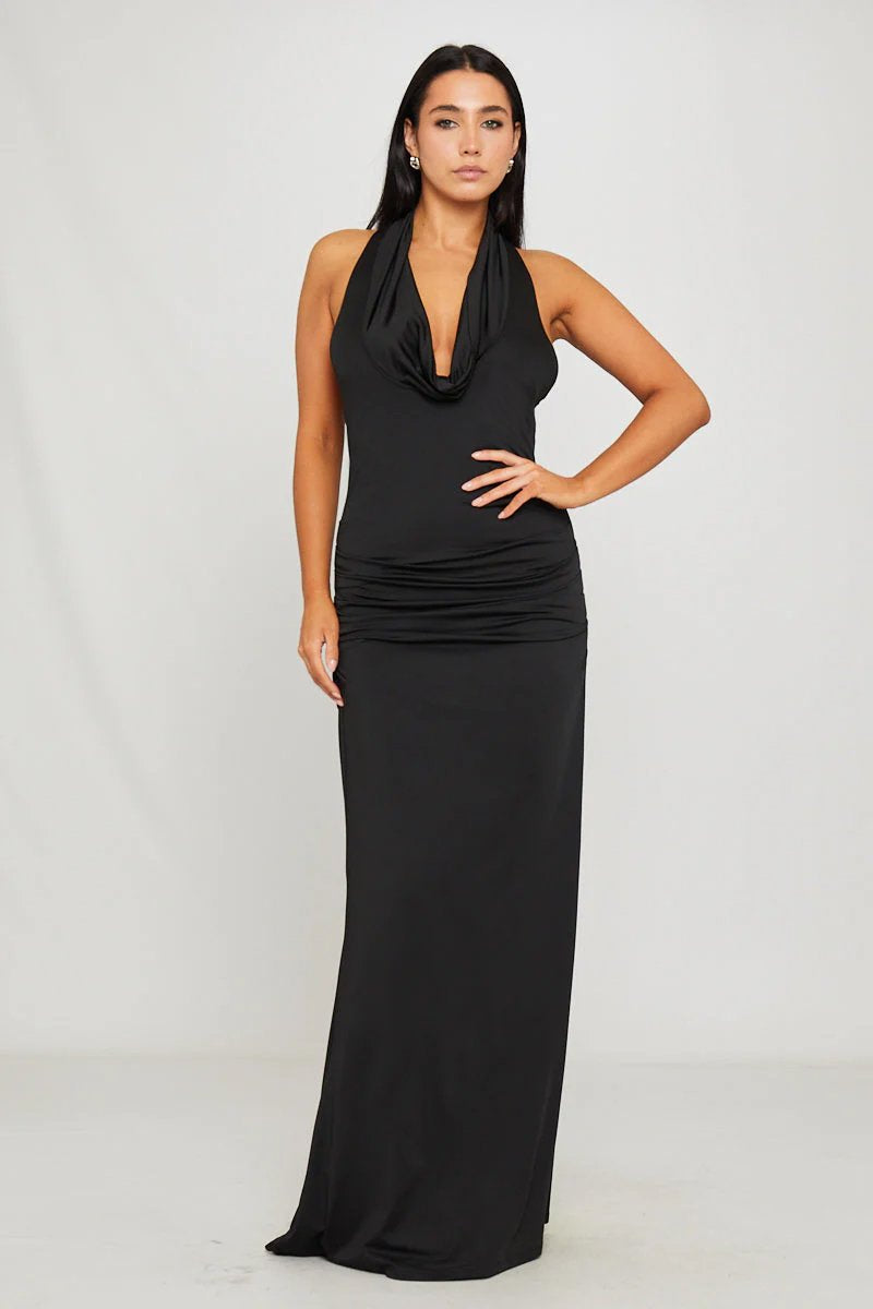 Black Ruched Maxi Dresses Black Ruched Maxi Dresses