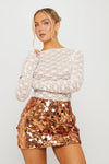 Gold Sequin Disc Low Rise Mini Skirt