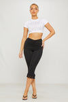 White Slogan Embellished Short Sleeve Crop Top