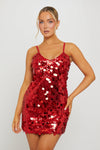 Wine Sequin Halter Neck Open Back Mini Dress