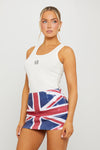Blue Union Jack Sequin Detail Low Rise Mini Skirt