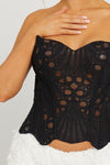 Black Sheer Structured Strapless Corset Top