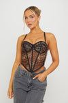 Leopard Print Bustier Structured Dipped Corset Top
