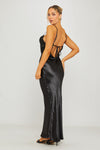 Black Satin Cowl Neck Slip Maxi Dress