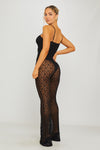 Black Sheer Lace Strappy Flare Leg Jumpsuit