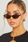 Brown Oval Cat Eye Sunglasses