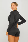 Black Plunge Long Sleeve Blazer & Shorts Co-Ord