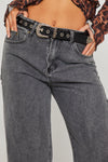 Black Western Faux Alligator Leather Belt