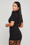 Black Keyhole Lace Cut Out Mini Dress