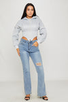 Light Grey Oversized Corset Cropped Hoodie