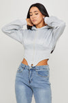 Light Grey Oversized Corset Cropped Hoodie