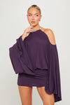 Purple Embellished Butterfly Bodycon Mini Dress