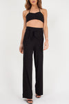 Black Ribbed Tie-up Bralet & Trouser Co-ord Set