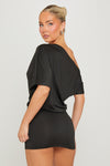 Black Off Shoulder Batwing Mini Dress