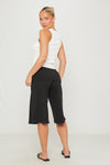 Black Fold Over Wide Leg Capri Leggings