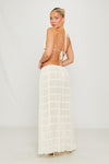 Cream Ruched Sheer Tie Detail Maxi Skirt