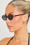 Brown Tortoise Logo Detail Oval Sunglasses