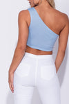 Light Blue One Shoulder Crop Top