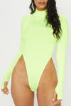 Neon Green High Leg Turtle Neck Bodysuit