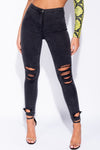 Washed Black Ripped High Waisted Skinny Jeans