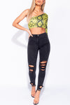 Washed Black Ripped High Waisted Skinny Jeans
