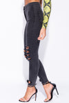 Washed Black Ripped High Waisted Skinny Jeans