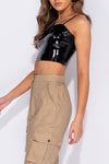 Black Vinyl Cami Crop Top