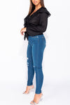 Black Frill Detail Button Front Blouse
