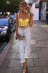 Yellow Mesh Underwired Corset Crop Top
