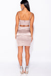 Bronze Satin Crop Top & Mini Skirt Co-Ord Set