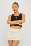Cream Shaggy Texture Low Rise Mini Skirt