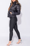 Black Faux Fur Hooded Puffer Jacket