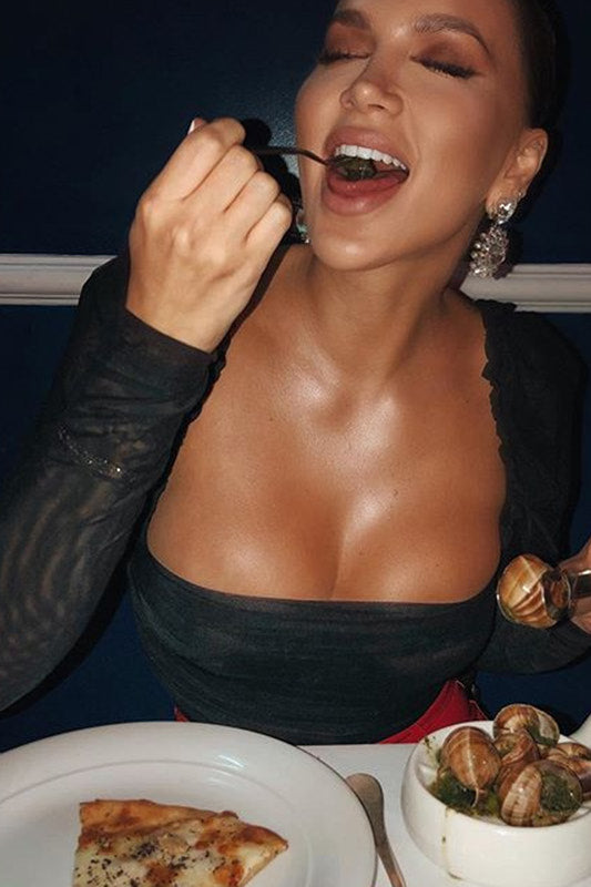 Black Ruched Chiffon Puff Sleeve Bodysuit